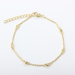 925 Sterling Silver Hollow Paperclip Link Gold Bracelet