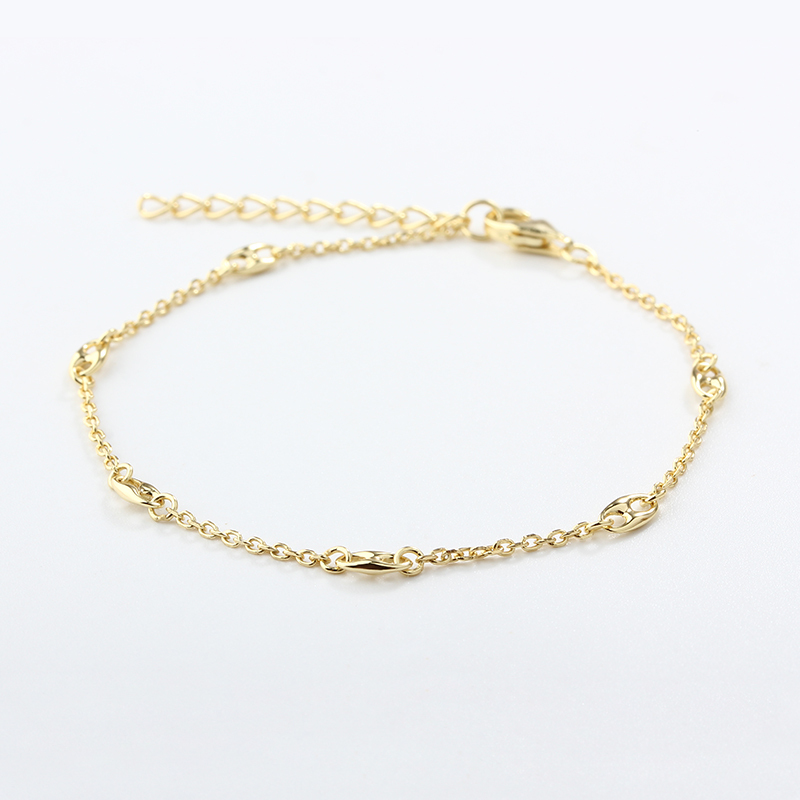 925 Sterling Silver Hollow Paperclip Link Gold Bracelet