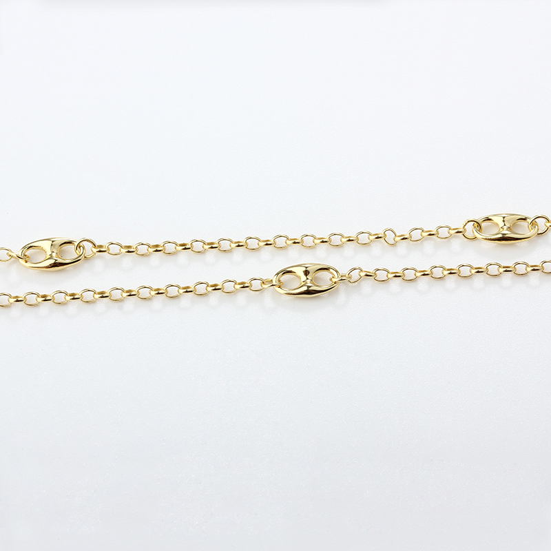 925 Sterling Silver Hollow Paperclip Link Gold Bracelet