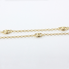 925 Sterling Silver Hollow Paperclip Link Gold Bracelet