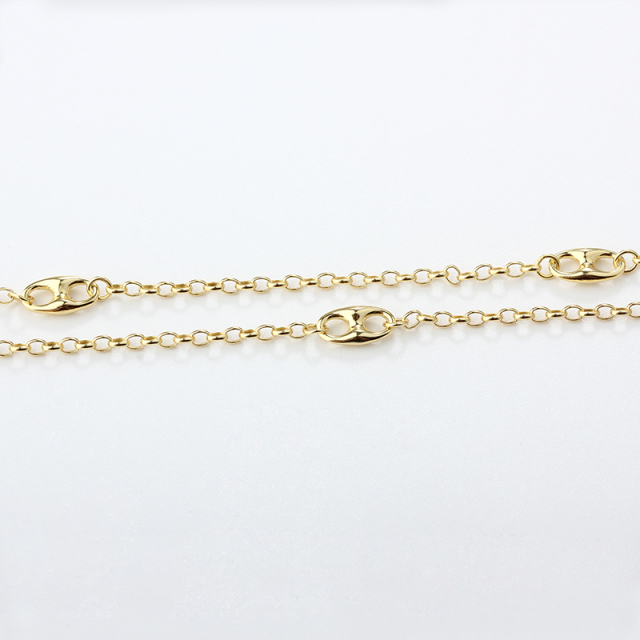 925 Sterling Silver Hollow Paperclip Link Gold Bracelet