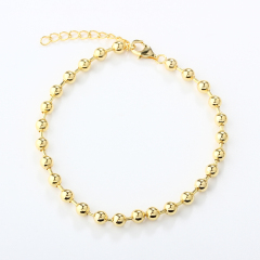 925 Sterling Silver Beaded Ball Chain Gold Bracelet
