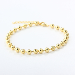 925 Sterling Silver Beaded Ball Chain Gold Bracelet