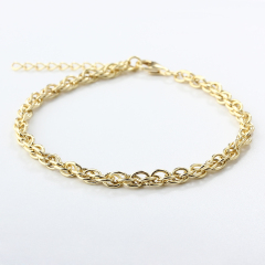 925 Sterling Silver Luxury Cut Rope Chain Gold Bracelet