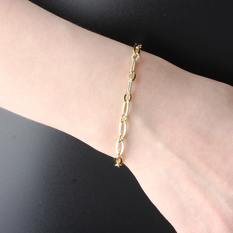 925 Sterling Silver Hammer 1+1 Figaro Chain Bracelet