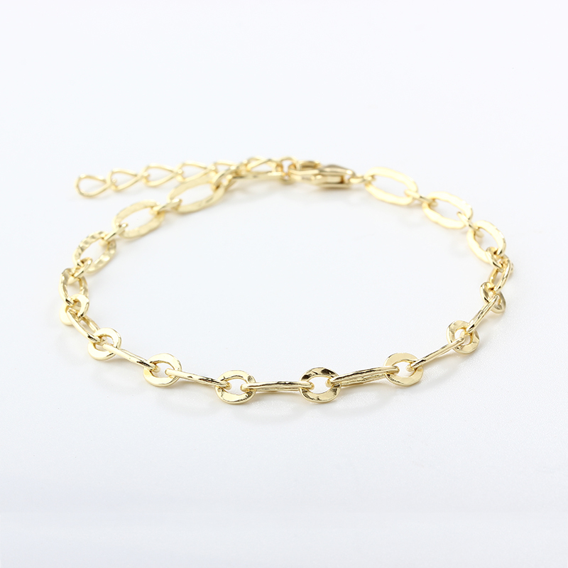 925 Sterling Silver Hammer 1+1 Figaro Chain Bracelet