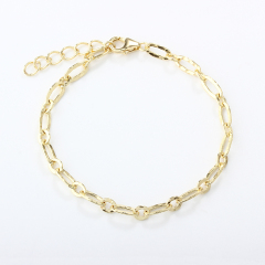 925 Sterling Silver Hammer 1+1 Figaro Chain Bracelet
