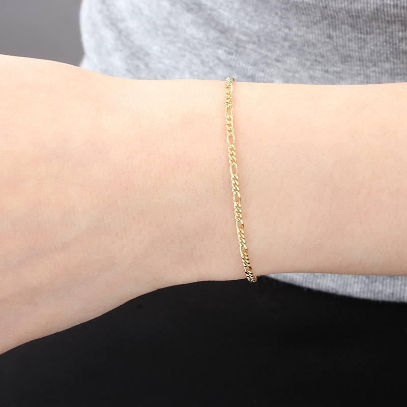925 Sterling Silver 3+1 Figaro Cable Chain Bracelet