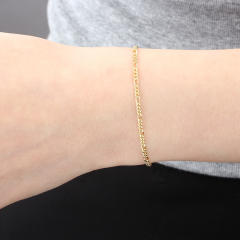 925 Sterling Silver 3+1 Figaro Cable Chain Bracelet