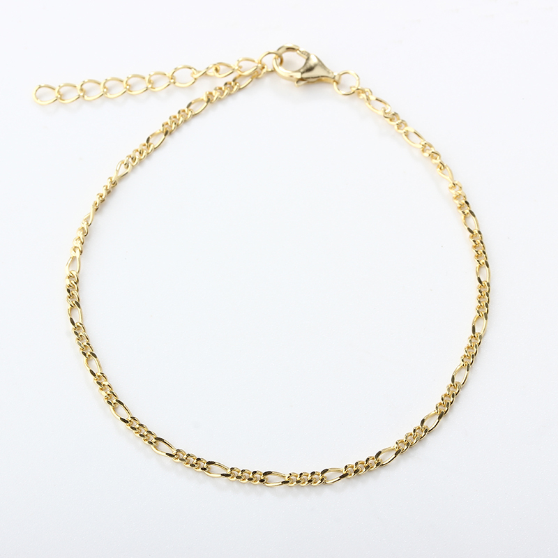 925 Sterling Silver 3+1 Figaro Cable Chain Bracelet