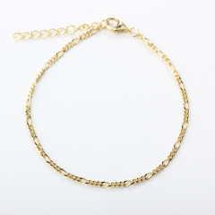 925 Sterling Silver 3+1 Figaro Cable Chain Bracelet
