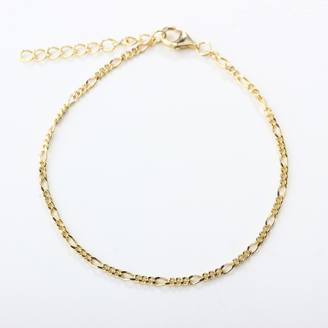 925 Sterling Silver 3+1 Figaro Cable Chain Bracelet