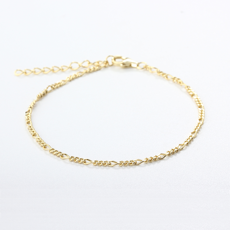 925 Sterling Silver 3+1 Figaro Cable Chain Bracelet