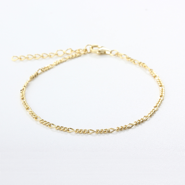925 Sterling Silver 3+1 Figaro Cable Chain Bracelet