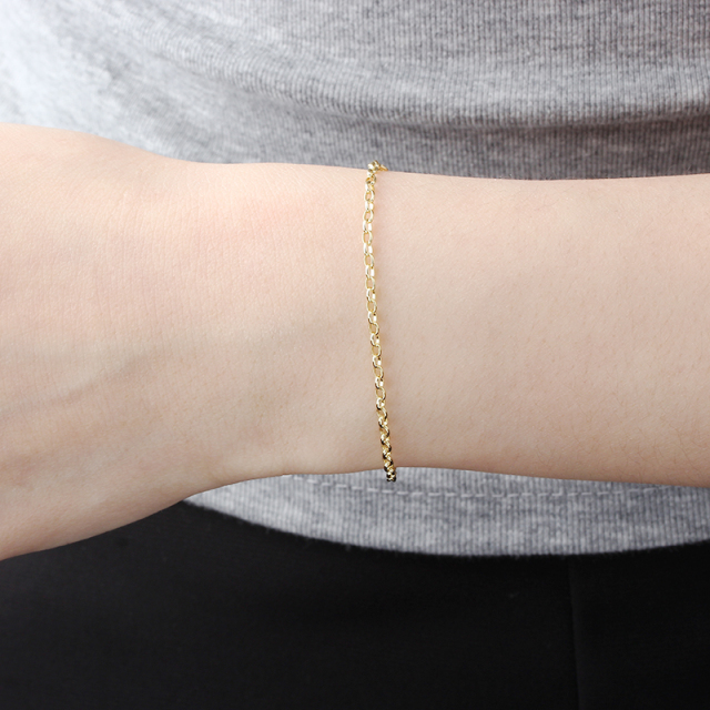 925 Sterling Silver Oval Rolo Chain Bracelet