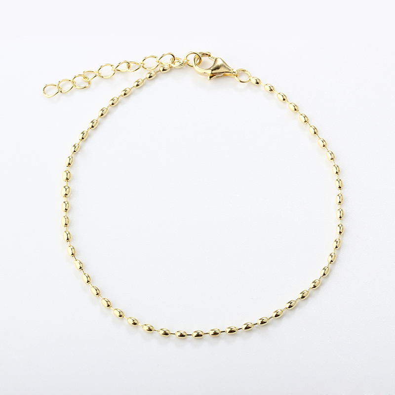 925 Sterling Silver Oval Bead Bracelet