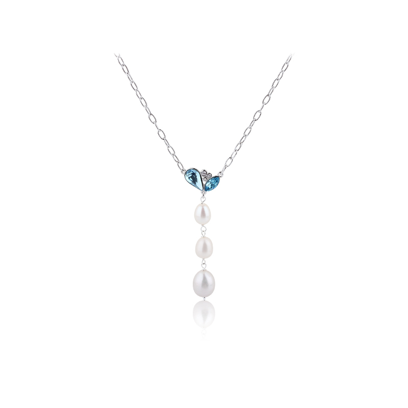 925 Sterling Silver Pearl & CZ Pendant Necklace