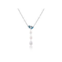 925 Sterling Silver Pearl & CZ Pendant Necklace