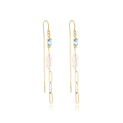 925 Sterling Silver Baroque Pearl Long Drop Earrings
