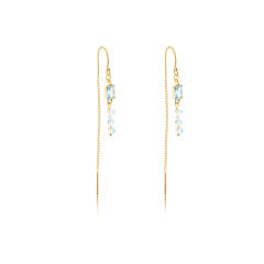 925 Sterling Silver 12 Birthstone Color Long Drop Earrings
