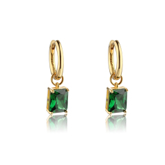 925 Sterling Silver Rectangle CZ Huggie Earrings