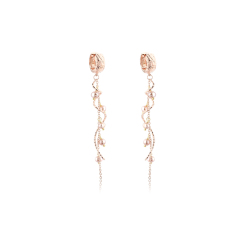 925 Sterling Silver Pink Pearl Spiral Tassel Clip Hoop Earrings