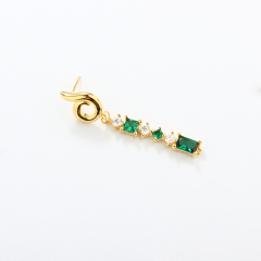 925 Sterling Silver Colored CZ Long Stud Earrings