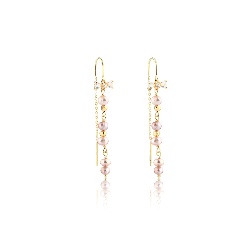 925 Sterling Silver Coin Baroque Pearl Earrings Studs