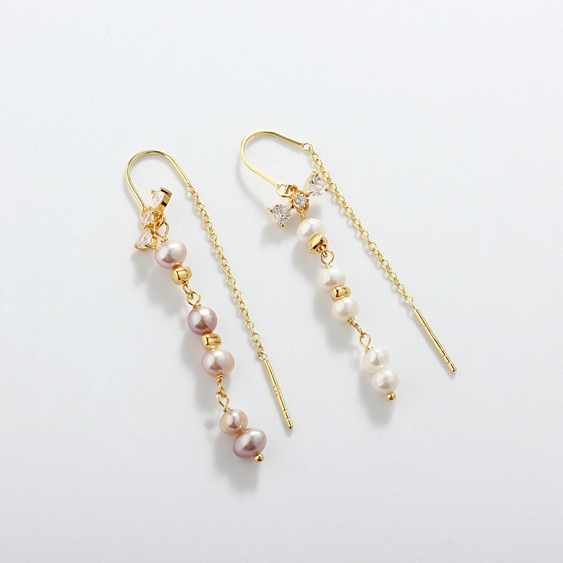 925 Sterling Silver Coin Baroque Pearl Earrings Studs