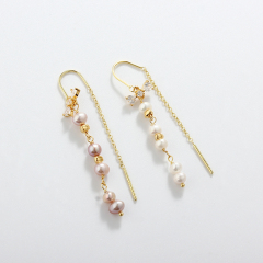 925 Sterling Silver Coin Baroque Pearl Earrings Studs