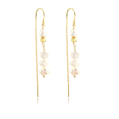 925 Sterling Silver Fancy Bead with Baroque Pearl Earrings Wire