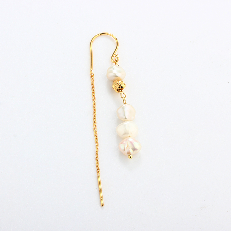 925 Sterling Silver Fancy Bead with Baroque Pearl Earrings Wire