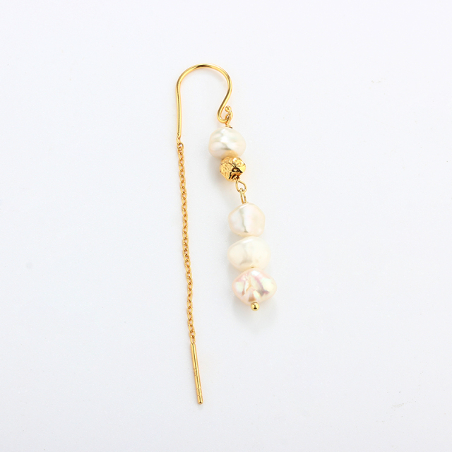 925 Sterling Silver Fancy Bead with Baroque Pearl Earrings Wire
