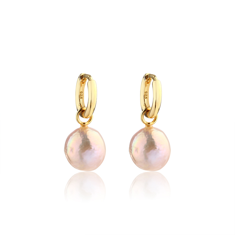 925 Sterling Silver Pearl Hoop Eearrings