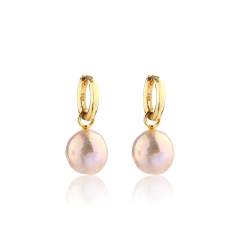 925 Sterling Silver Pearl Hoop Eearrings