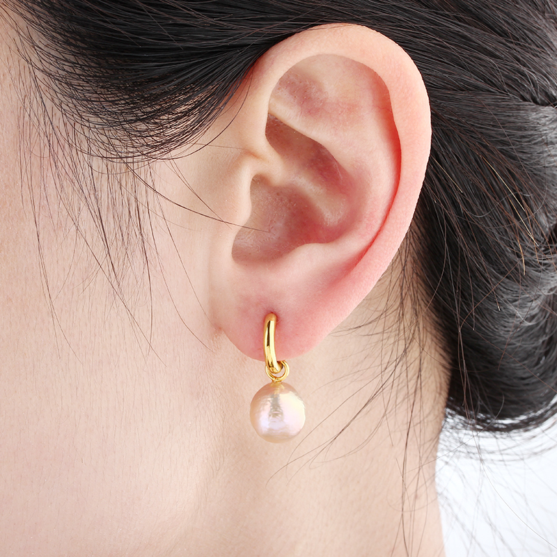 925 Sterling Silver Pearl Hoop Eearrings