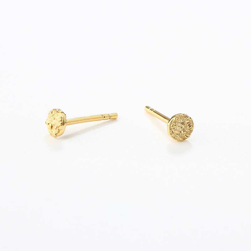 925 Sterling Silver Hammered Round Coin Earrings Studs
