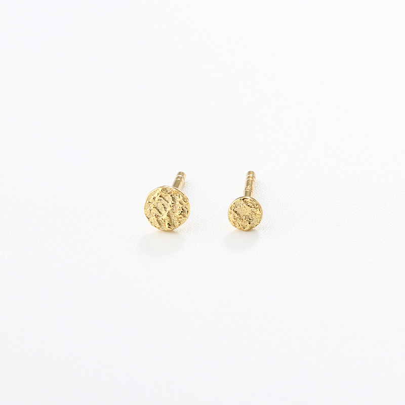 925 Sterling Silver Hammered Round Coin Earrings Studs