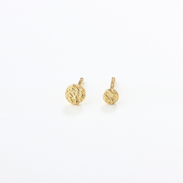 925 Sterling Silver Hammered Round Coin Earrings Studs