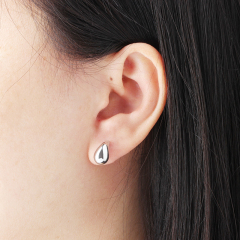 999 Sterling Silver Chunky Teardrop Earrings Studs