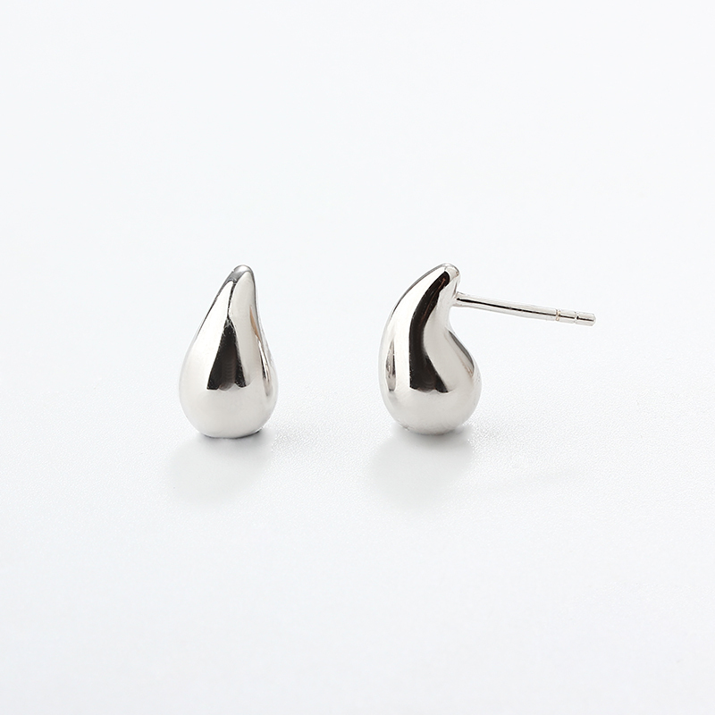999 Sterling Silver Chunky Teardrop Earrings Studs