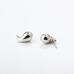 999 Sterling Silver Chunky Teardrop Earrings Studs