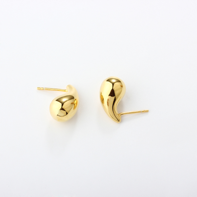 999 Sterling Silver Chunky Teardrop Earrings Studs