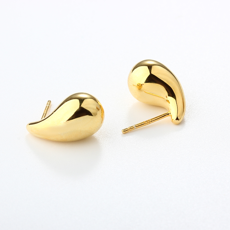 999 Sterling Silver Chunky Teardrop Earrings Studs