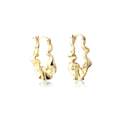 925 Sterling Silver Irregular Wavy Hoop Earrings