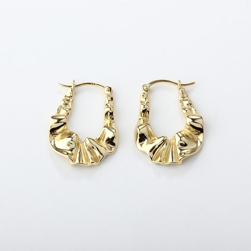 925 Sterling Silver Irregular Wavy Hoop Earrings