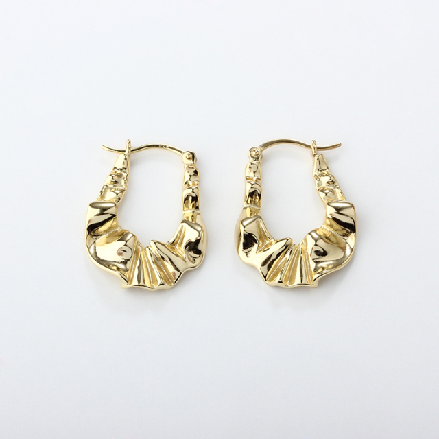 925 Sterling Silver Irregular Wavy Hoop Earrings