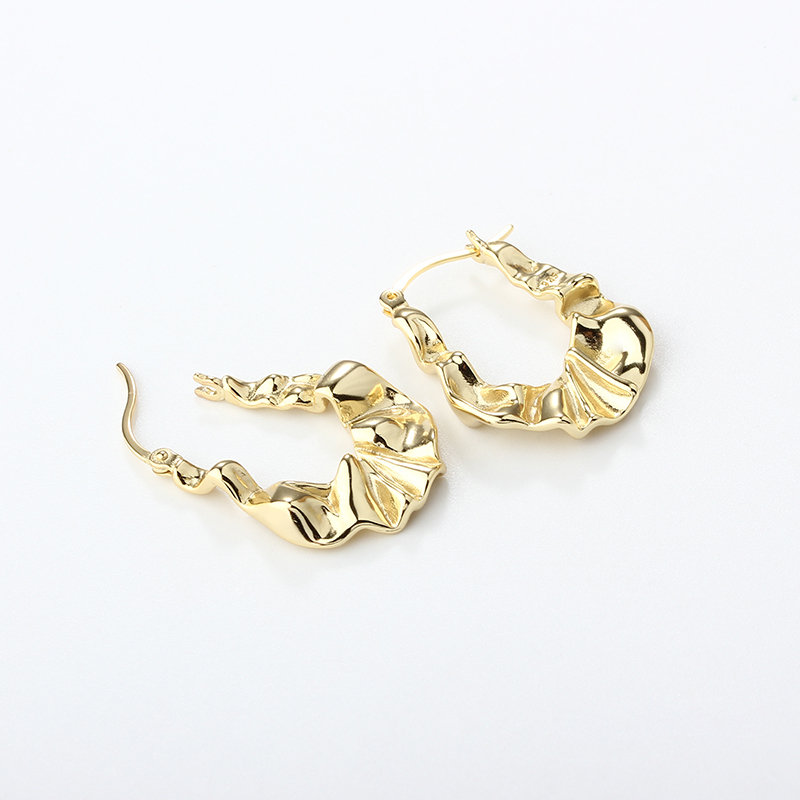 925 Sterling Silver Irregular Wavy Hoop Earrings