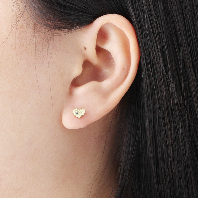 925 Sterling Silver Hammered Heart Earring Studs