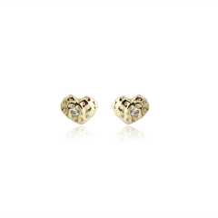 925 Sterling Silver Hammered Heart Earring Studs